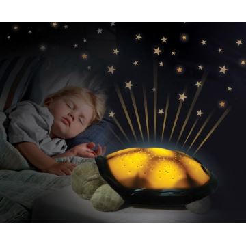 Cloud B - Detská nočná lampička s projektorom 3xAA korytnačka zelená
