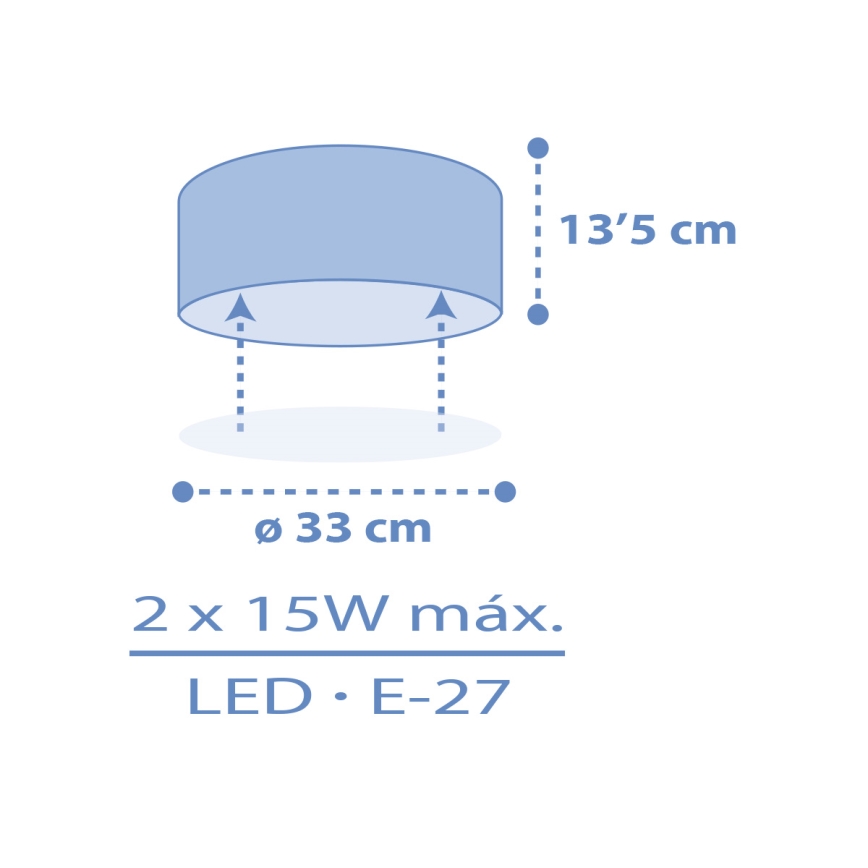 Dalber 42006T - Detské stropné svietidlo COLOR LIGHT 2xE27/15W/230V modrá