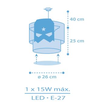 Dalber 61812 - Detský luster MODRÁ HERO 1xE27/15W/230V