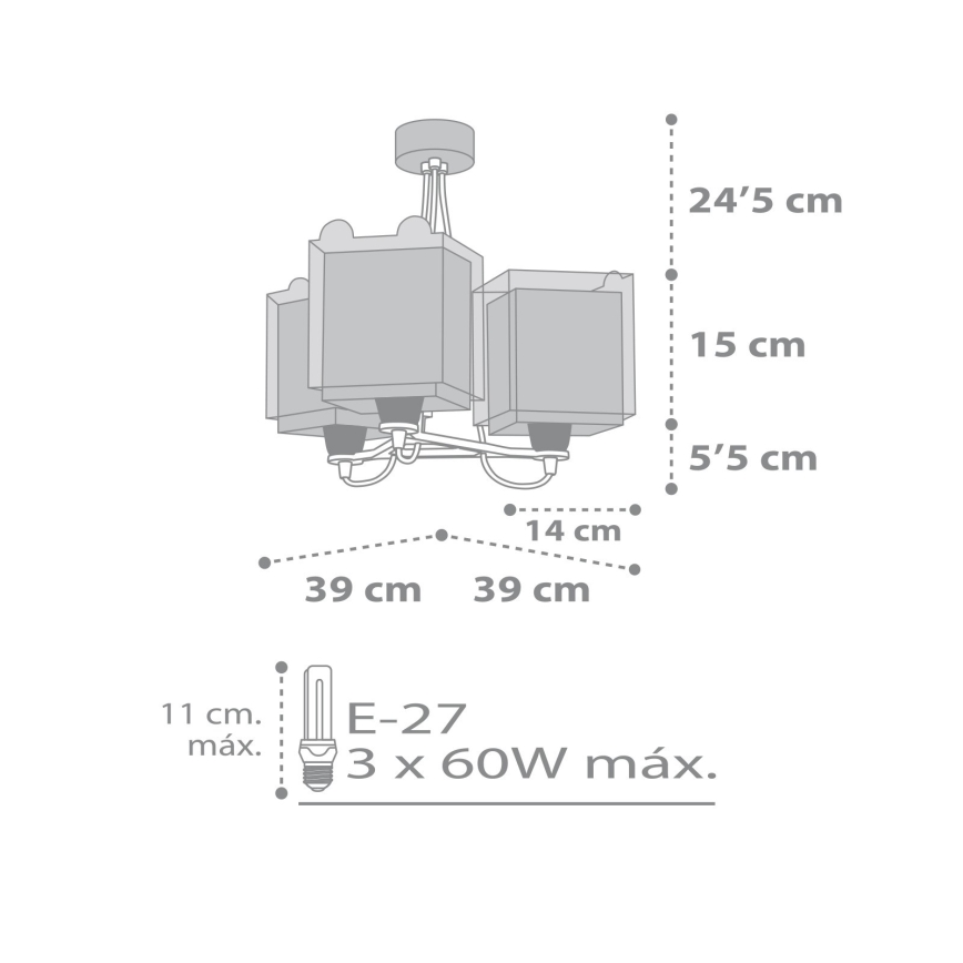 Dalber 64577 - Detský luster LITTLE TEDDY 3xE27/60W/230V