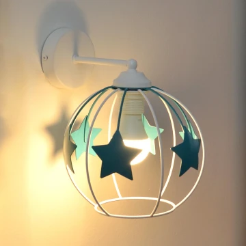 Detská nástenná lampa STARS 1xE27/15W/230V tyrkysová/biela