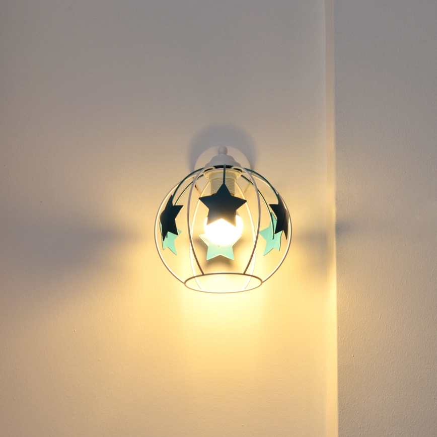 Detská nástenná lampa STARS 1xE27/15W/230V tyrkysová/biela