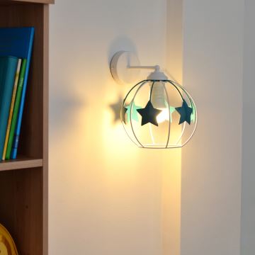 Detská nástenná lampa STARS 1xE27/15W/230V tyrkysová/biela