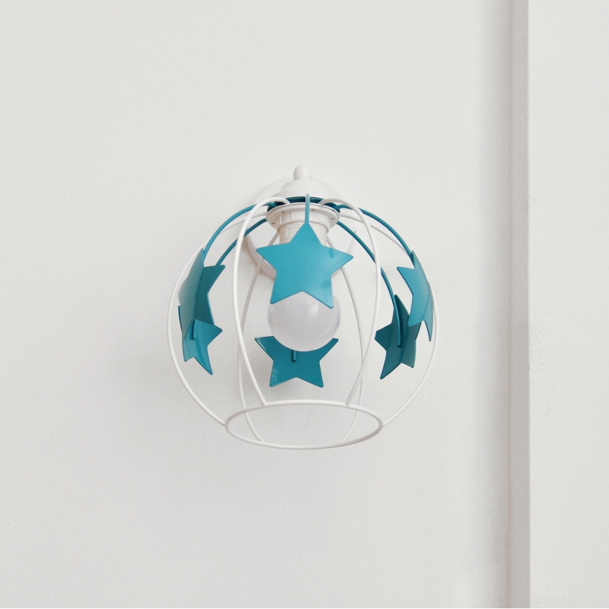 Detská nástenná lampa STARS 1xE27/15W/230V tyrkysová/biela