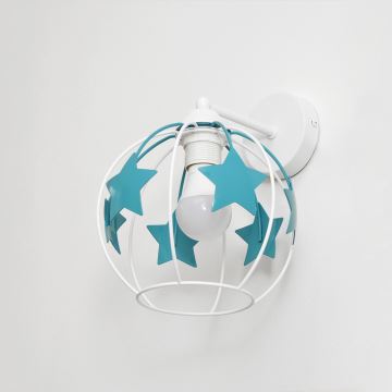 Detská nástenná lampa STARS 1xE27/15W/230V tyrkysová/biela