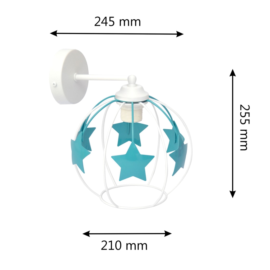 Detská nástenná lampa STARS 1xE27/15W/230V tyrkysová/biela