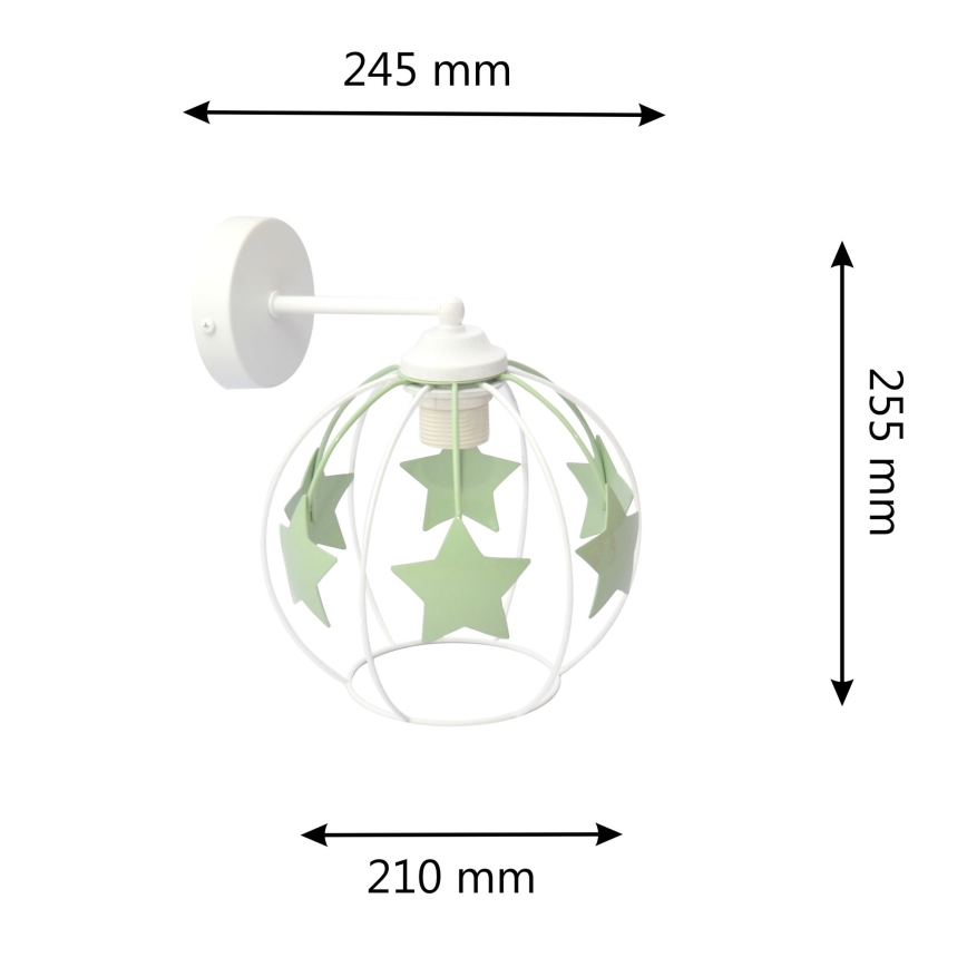 Detská nástenná lampa STARS 1xE27/15W/230V zelená/biela