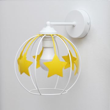 Detská nástenná lampa STARS 1xE27/15W/230V žltá/biela