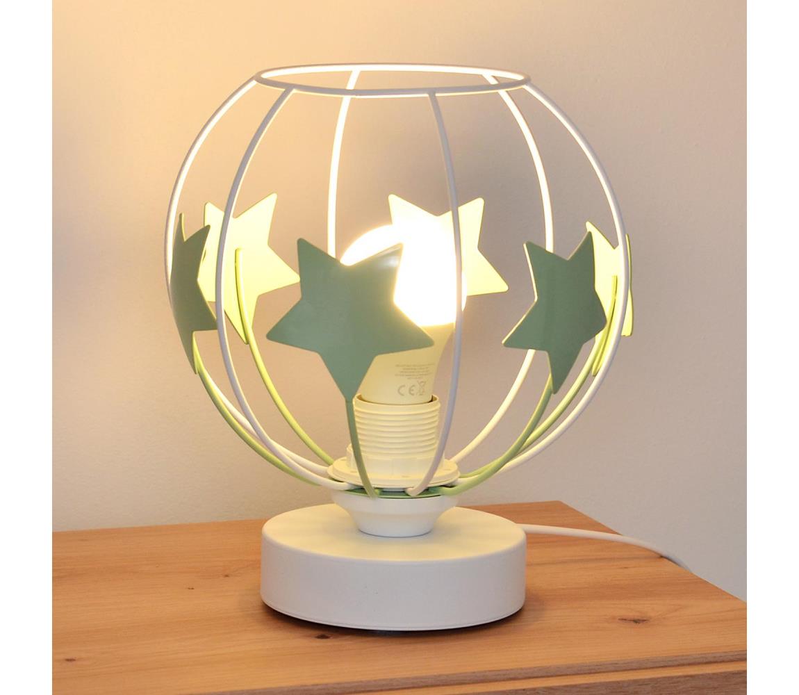  Detská stolná lampa STARS 1xE27/15W/230V zelená/biela 