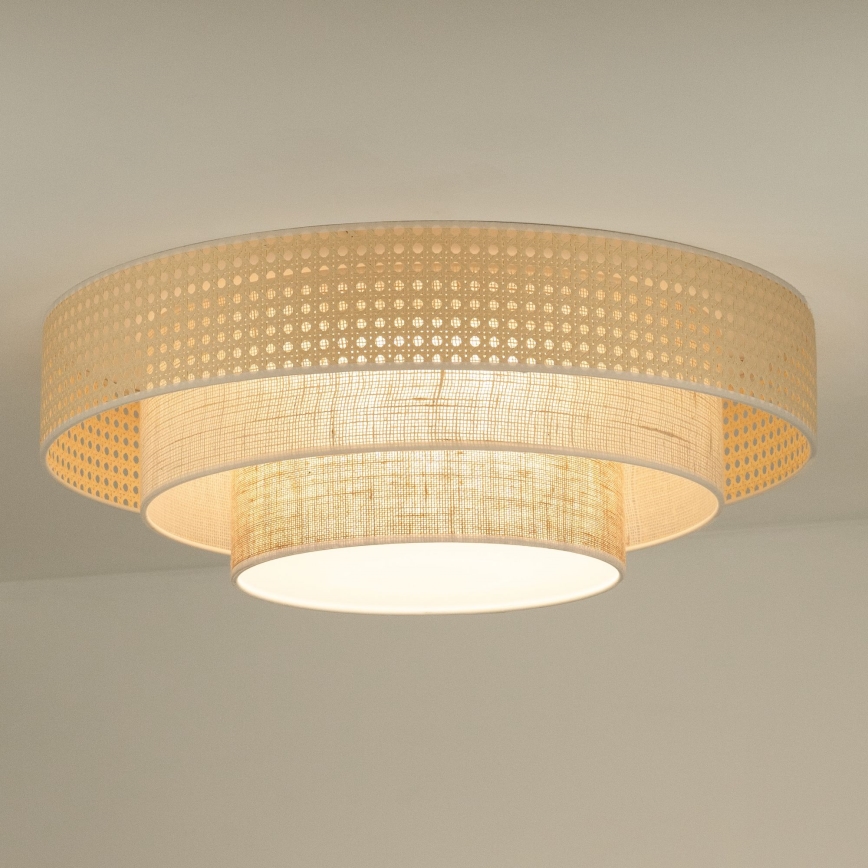 Duolla - LED Stropné svietidlo LUNETA LED/26W/230V pr. 60 cm 4000K ratan/béžová/hnedá