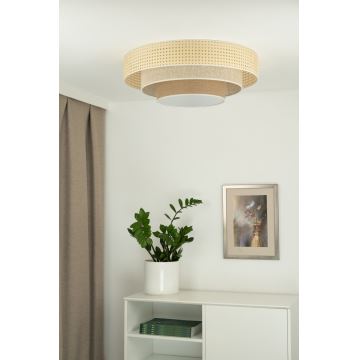 Duolla - LED Stropné svietidlo LUNETA LED/26W/230V pr. 60 cm 4000K ratan/béžová/hnedá