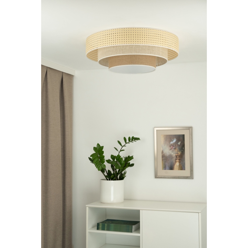 Duolla - LED Stropné svietidlo LUNETA LED/26W/230V pr. 60 cm 4000K ratan/béžová/hnedá