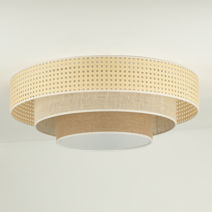 Duolla - LED Stropné svietidlo LUNETA LED/26W/230V pr. 60 cm 4000K ratan/béžová/hnedá