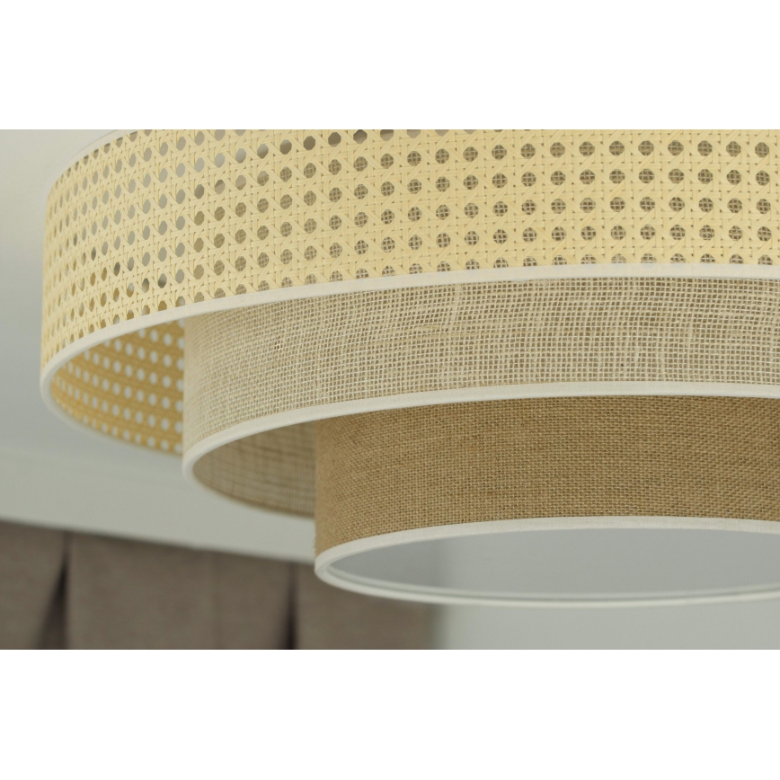 Duolla - LED Stropné svietidlo LUNETA LED/26W/230V pr. 60 cm 4000K ratan/béžová/hnedá