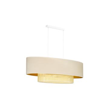 Duolla - Luster na lanku DOUBLE OVAL RATTAN 2xE27/15W/230V krémová/ratan