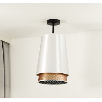 Duolla - Prisadený luster BELL SHINY 1xE27/15W/230V biela/medená