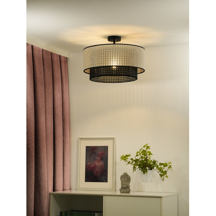 Duolla - Prisadený luster RATTAN YUTE 1xE27/15W/230V šedá/čierna