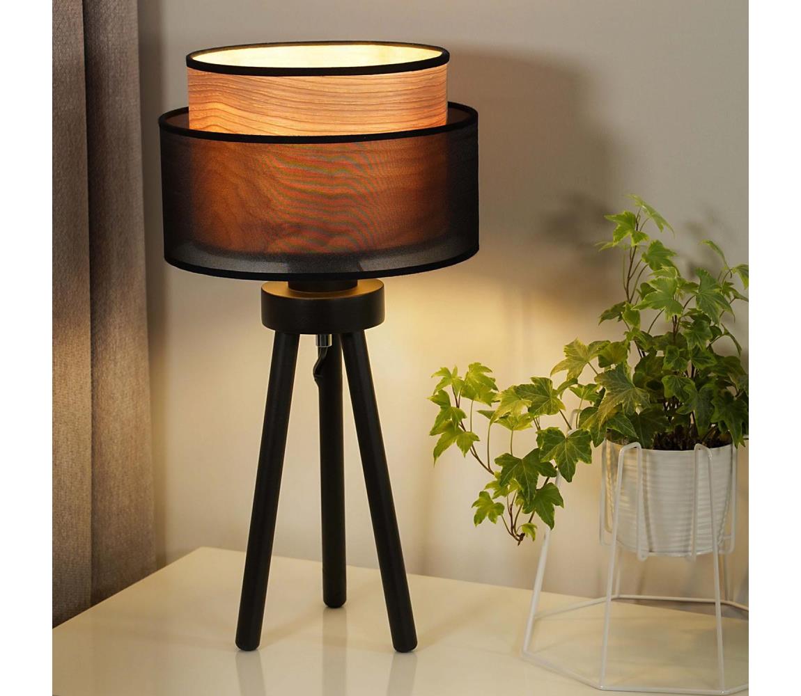   - Stolná lampa WOOD BOHO 1xE27/15W/230V čierna/béžová 