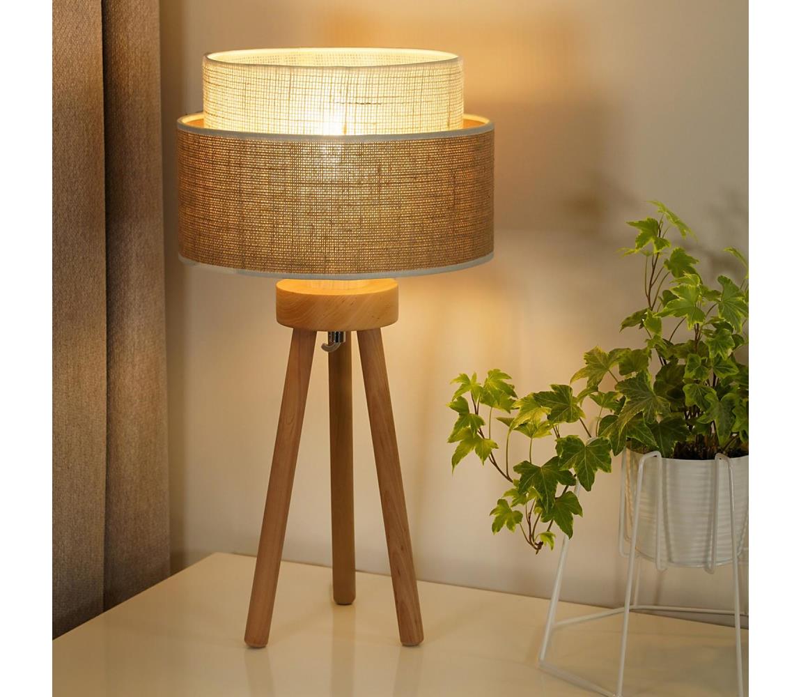   - Stolná lampa YUTE BOHO 1xE27/15W/230V hnedá/šedá 