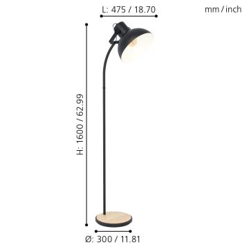 Eglo - Stojacia lampa 1xE27/28W/230V