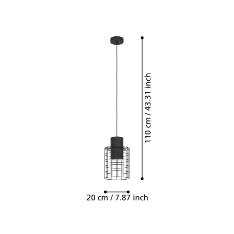 Eglo - Luster na lanku 1xE27/40W/230V pr. 20 cm čierna
