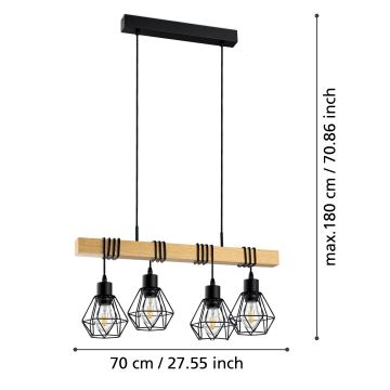 Eglo - Luster na lanku 4xE27/60W/230V - FSC certifikované