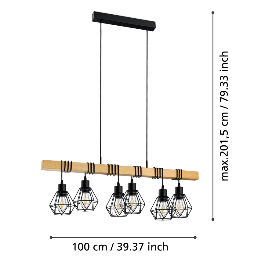 Eglo - Luster na lanku 6xE27/60W/230V - FSC certifikované