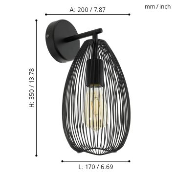 Eglo - Nástenné svietidlo 1xE27/60W/230V