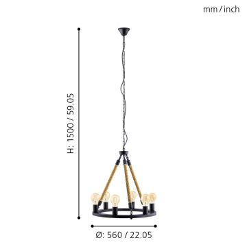 Eglo 49694 - Luster na reťazi FINDLAY 6xE27/60W