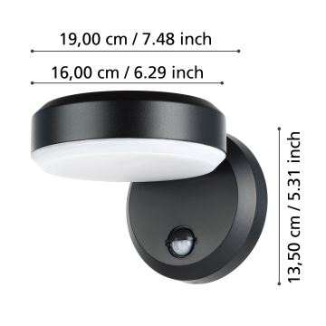 Eglo - LED Vonkajšie nástenné svietidlo so senzorom LED/10,8/230V IP44
