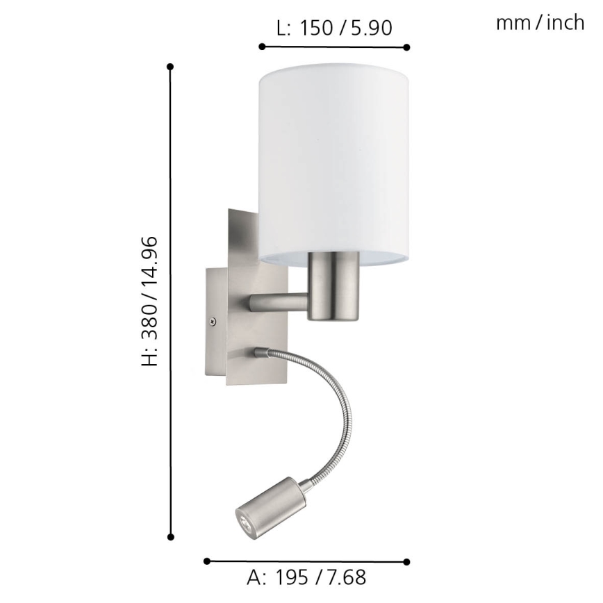 Eglo - LED Flexibilné svietidlo 1xE27/40W+LED/3,8W biela