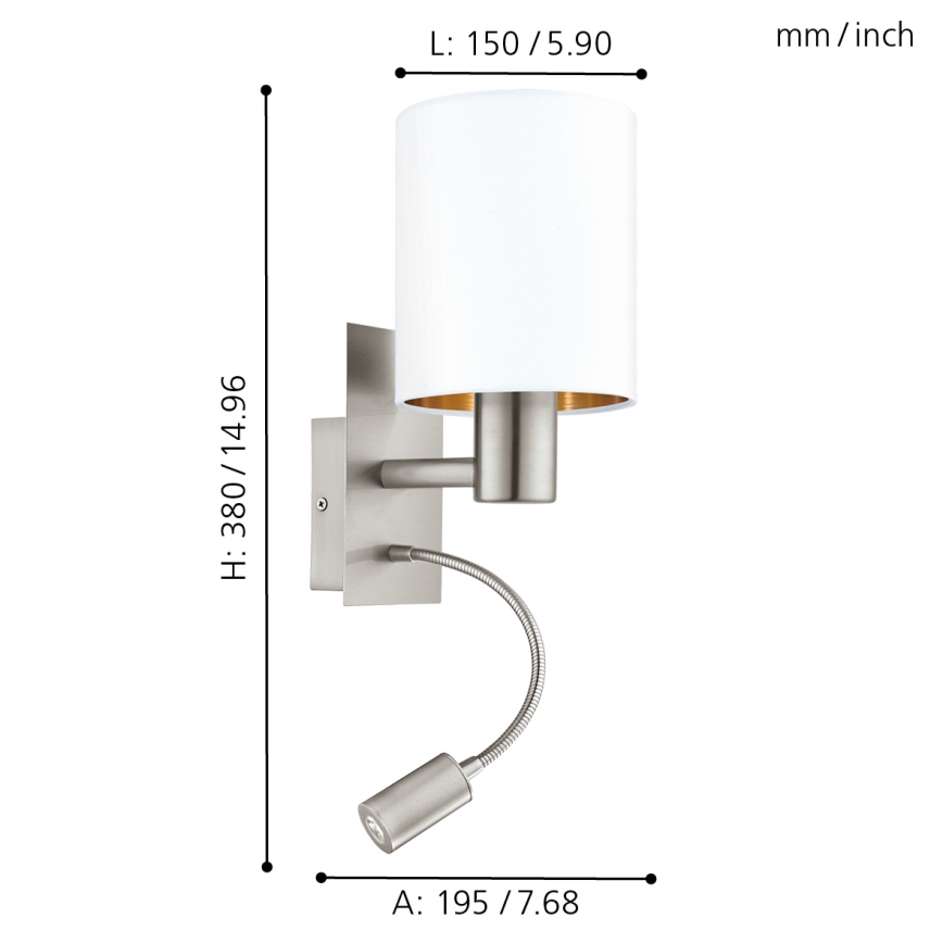 Eglo - LED Flexibilné svietidlo 1xE27/40W+LED/3,8W biela