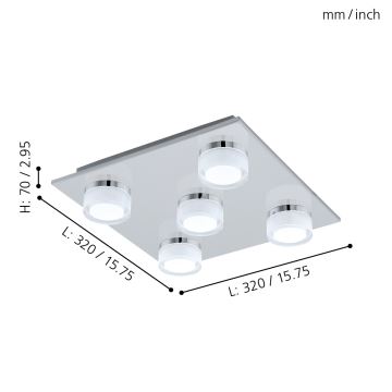 Eglo - LED Stmievateľné kúpeľňové stropné svietidlo 5xLED/7,2W/ IP44