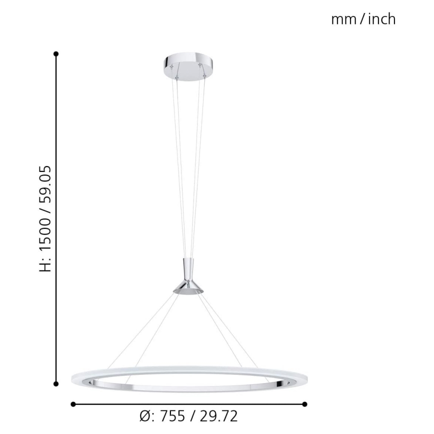 Eglo - LED RGB Stmievateľný luster na lanku HORNITOS-C LED/37W/230V + DO