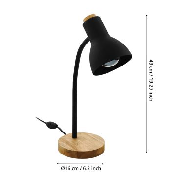 Eglo - Stolná lampa 1xE27/40W/230V čierna