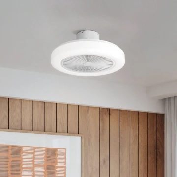 Eglo - LED Stmievateľný stropný ventilátor LED/25,5W/230V biela 2700-6500K + diaľkové ovládanie