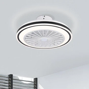 Eglo - LED Stmievateľný stropný ventilátor LED/25,5W/230V biela/čierna 2700-6500K + diaľkové ovládanie