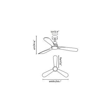 FARO 33463DC - LED Stropný ventilátor LANTAU LED/12W/230V drevo/matný chróm pr. 168 cm + diaľkové ovládanie