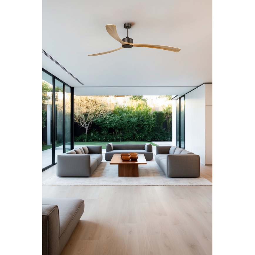 FARO 34200WPA - Stropný ventilátor KAUAI XXL drevo/čierna pr. 240 cm SMART + diaľkové ovládanie