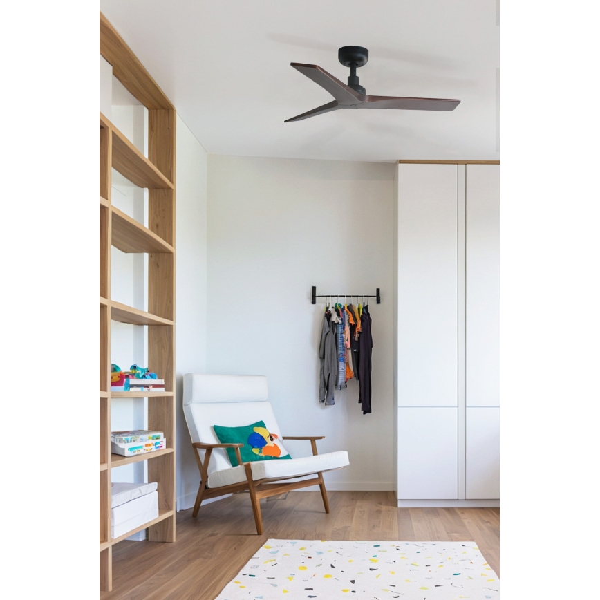 FARO 34278WP - Stropný ventilátor KLIM S drevo/čierna 92,5 cm SMART + diaľkové ovládanie