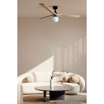 FARO 34282-11L - Stropný ventilátor KLIM L 1xE27/15W/230V drevo/čierna pr. 150 cm + diaľkové ovládanie