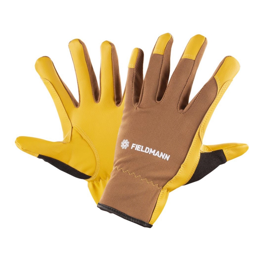 Fieldmann - Pracovné rukavice žltá/hnedá