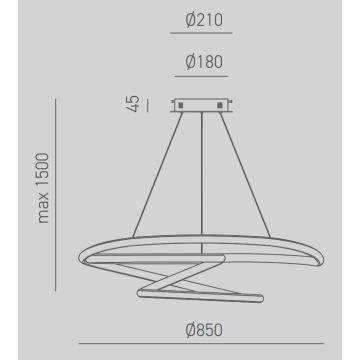 Gea Luce DIVA S/S TITANIO -  LED Stmievateľný luster na lanku DIVA LED/80W/230V šedá