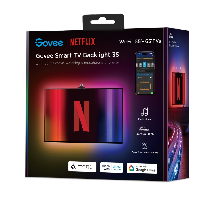 Govee - Backlight 3S Netflix TV 55-65" SMART LED podsvietenie RGBICW Wi-Fi + diaľkové ovládanie