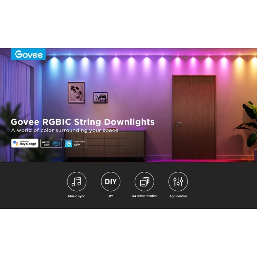 Govee - RGBIC LED Svetelná reťaz 5m Wi-Fi