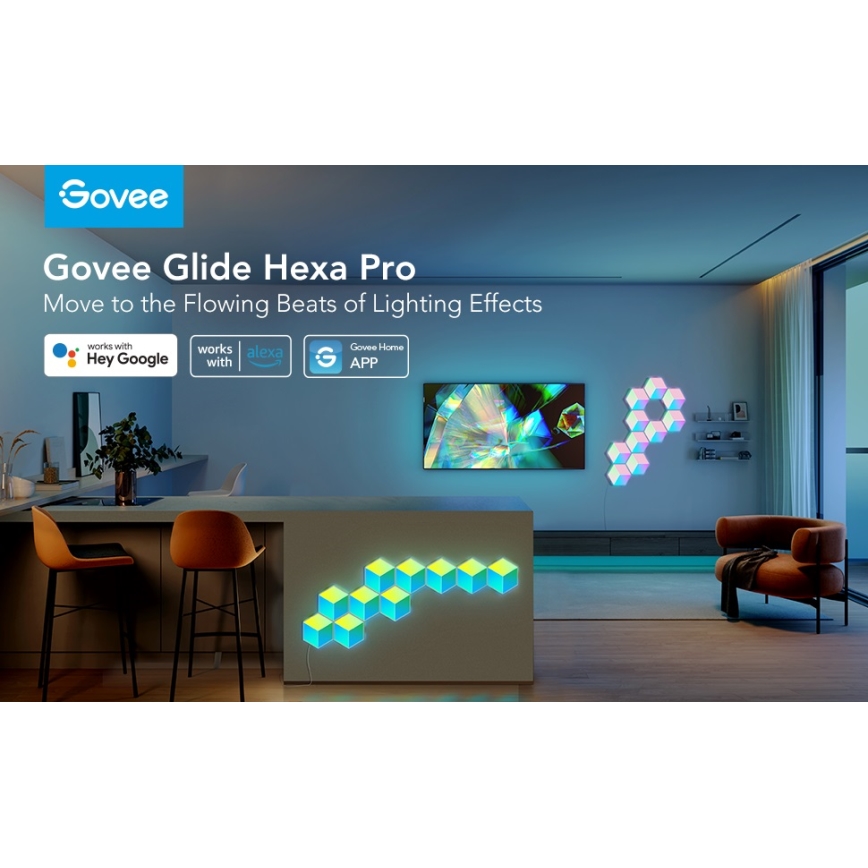 Govee - SADA 10x LED Svietidlo Glide Hexa Pro LED Smart RGBIC Wi-Fi