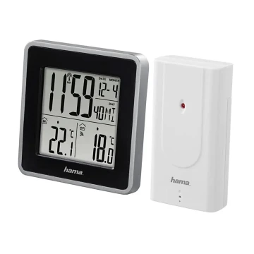 Hama - Meteostanica s LCD displejom a budíkom 2xAA čierna/šedá