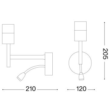 Ideal Lux - LED Flexibilný lampa s montúrou SET UP 1xE27/42W + LED/3W/230V CRI 90 USB čierna