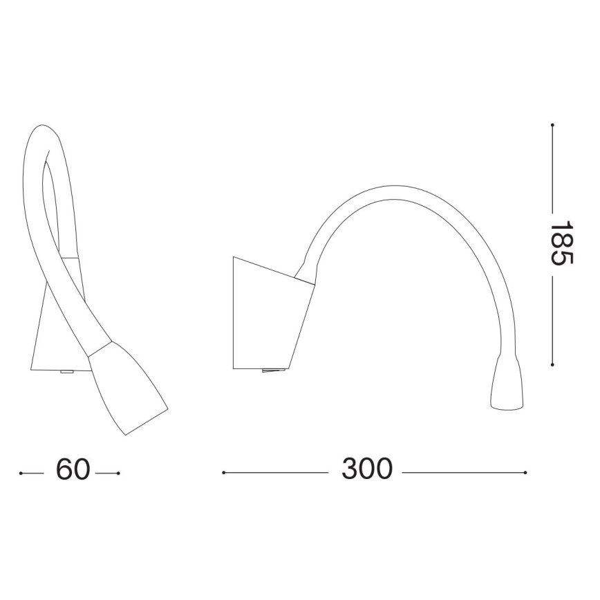 Ideal Lux - LED Flexibilná lampička GOOSE LED/3W/230V čierna