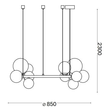 Ideal Lux - LED Luster na lanku PERLAGE 14xG9/3W/230V čierna